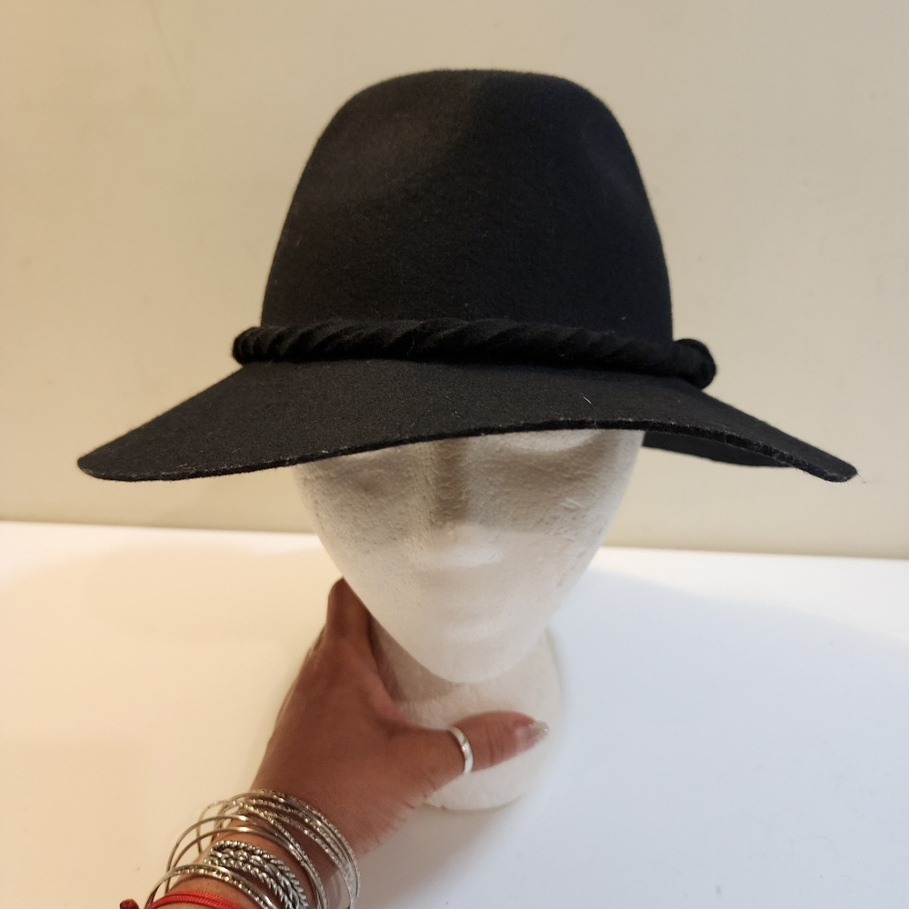 D&Y Stylish Black Fedora 100% Woll Hat OS